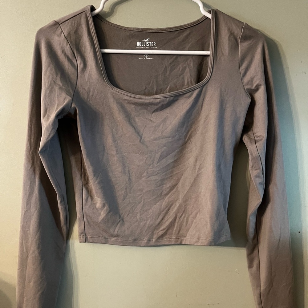 Hollister Women's Charcoal Long Sleeve Bodysuit